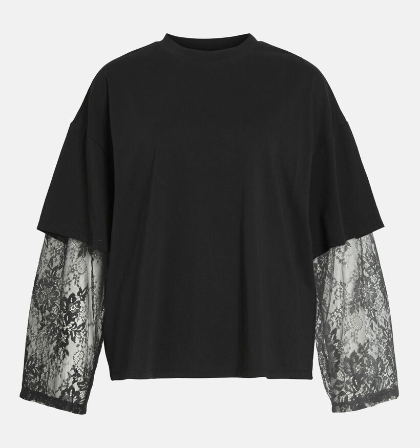 Vila Abia Lace Sleeve T-shirt en Noir pour femmes (369186)