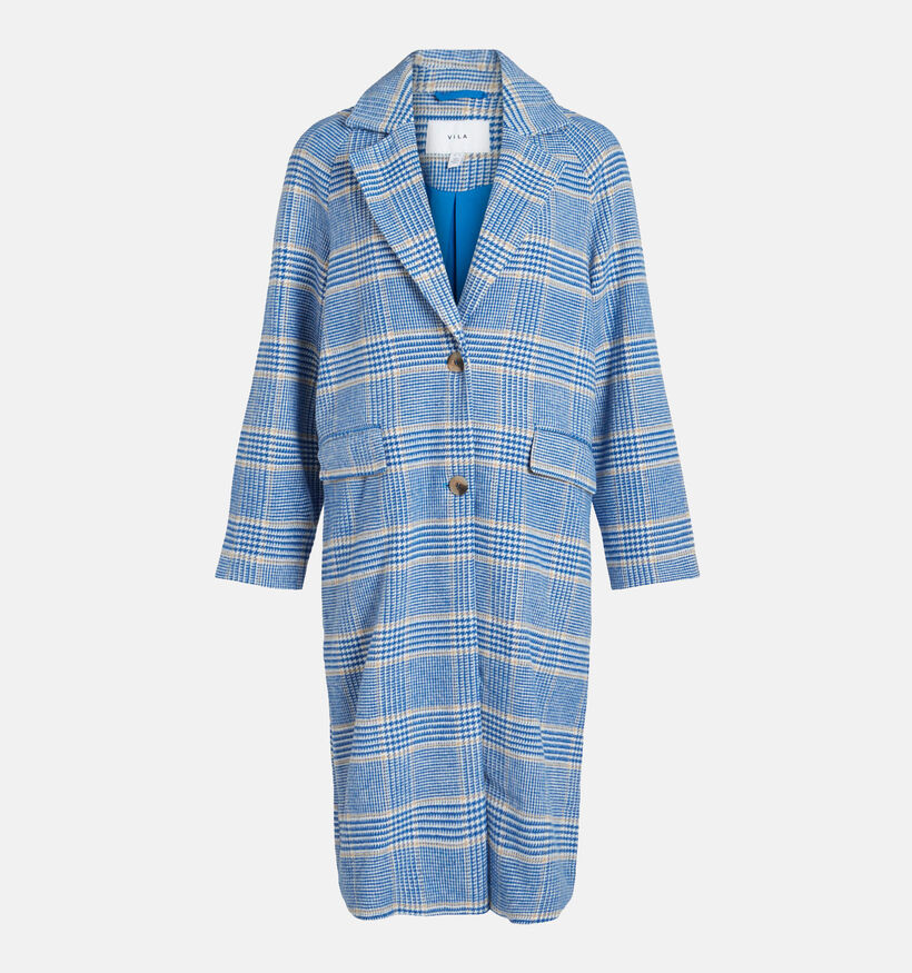 Vila Tora Manteau à carreaux en Bleu pour femmes (328915)