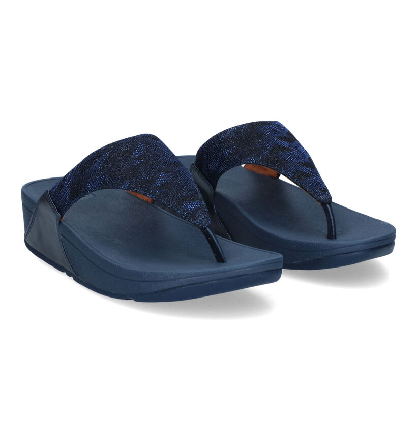 FitFlop Lulu Toe Post Geo Glitz Tongs en Bleu pour femmes (313548)