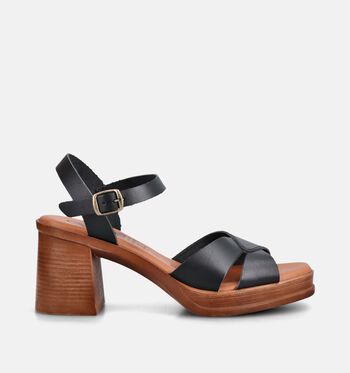 Hee Sandalen Zwart/Cognac