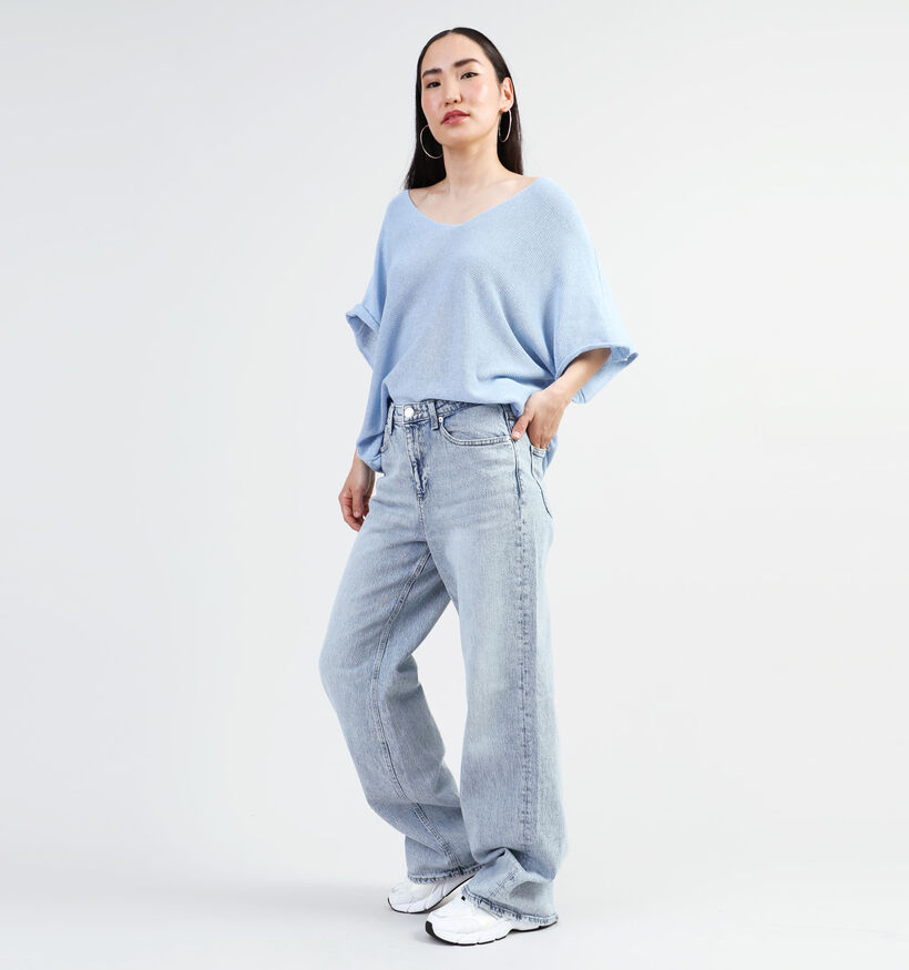 Dolce C. Pull avec coll en V en Bleu pour femmes (349571)