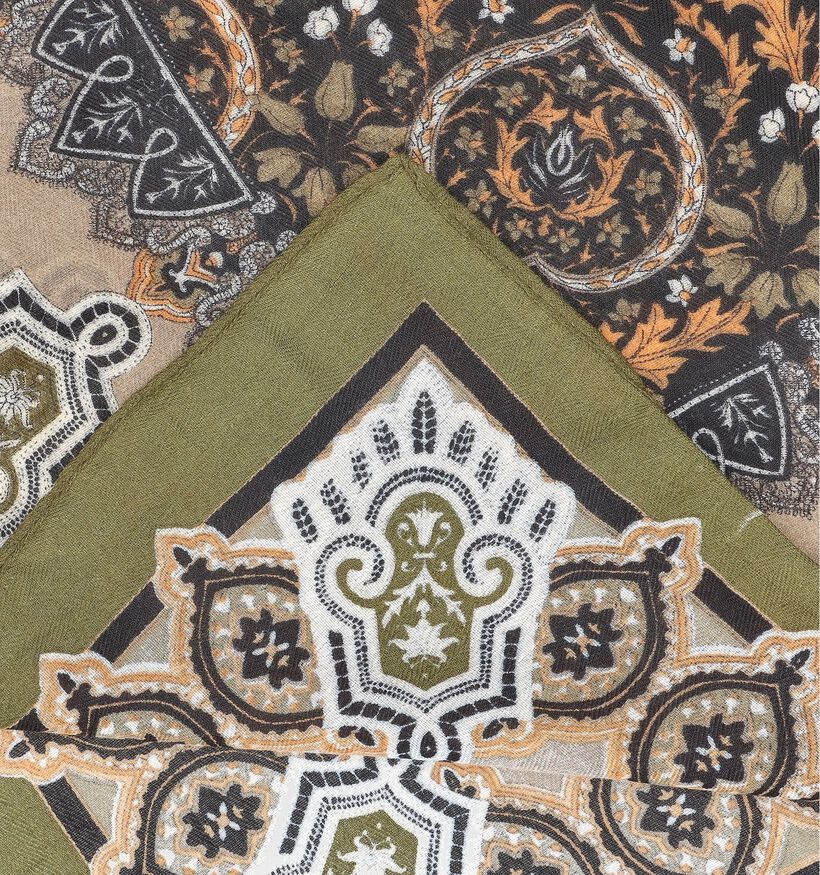 Via Limone Ch&acirc;le Paisley en Vert kaki pour femmes (382725)