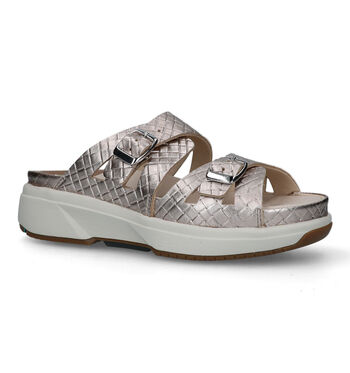 Slippers op sleehak goud