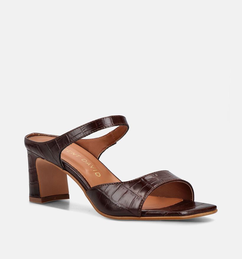 Laurent David Croco Donkerbruine Muiltjes voor dames (373547)