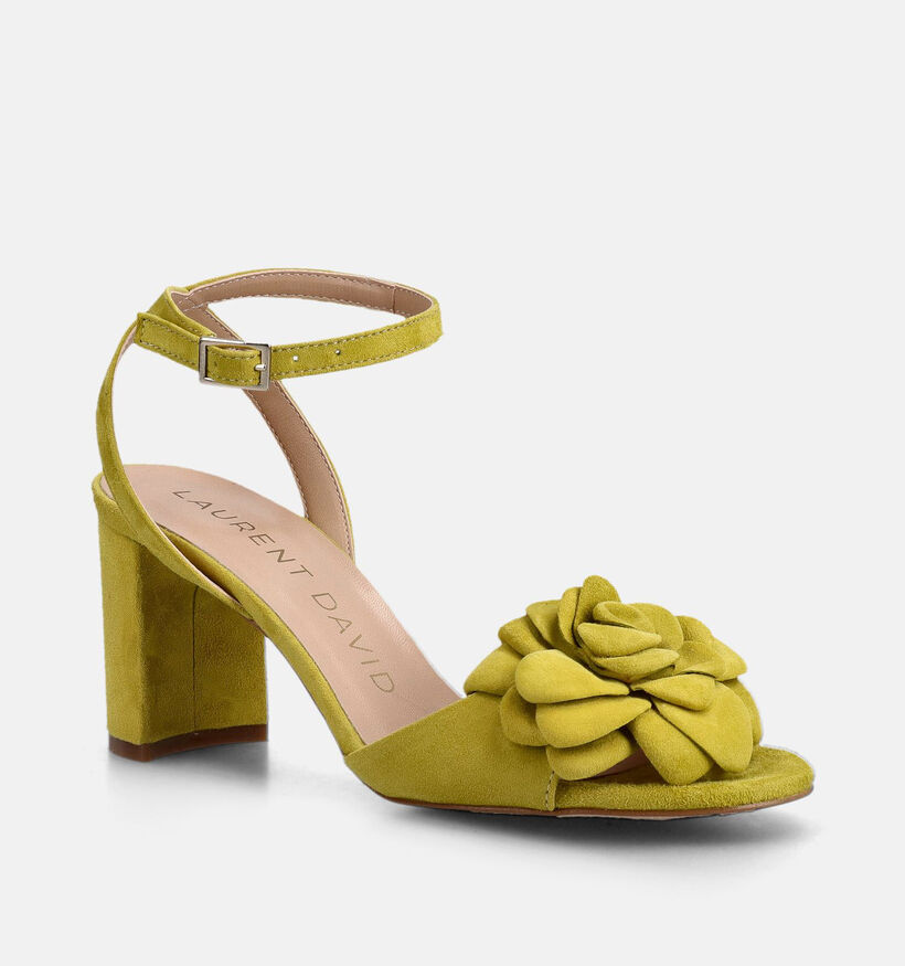 Laurent David Groene Sandalen met Blokhak voor dames (373562)