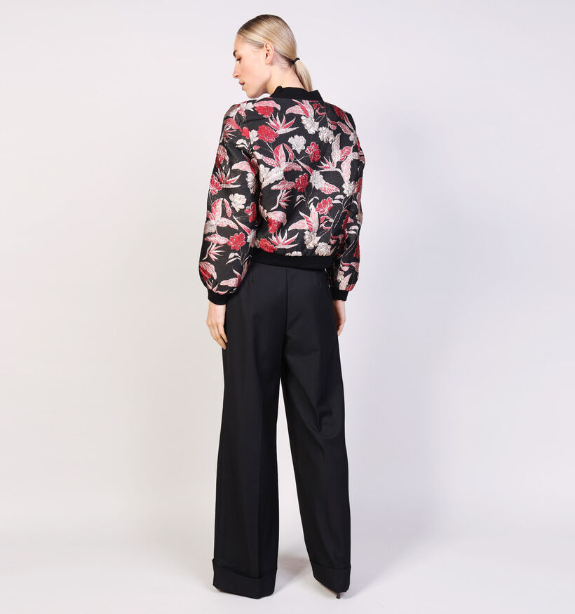 Desires Shella Jacquard Zwarte Jas met Bloemenprint voor dames (364727)