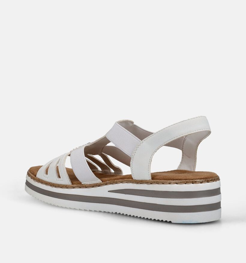 Rieker Sandales compens&eacute;es en Blanc pour femmes (370381)