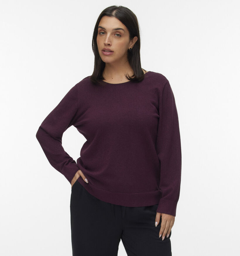 Vero Moda Curve Happy Glitter Pull en Bordeaux pour femmes (366402)