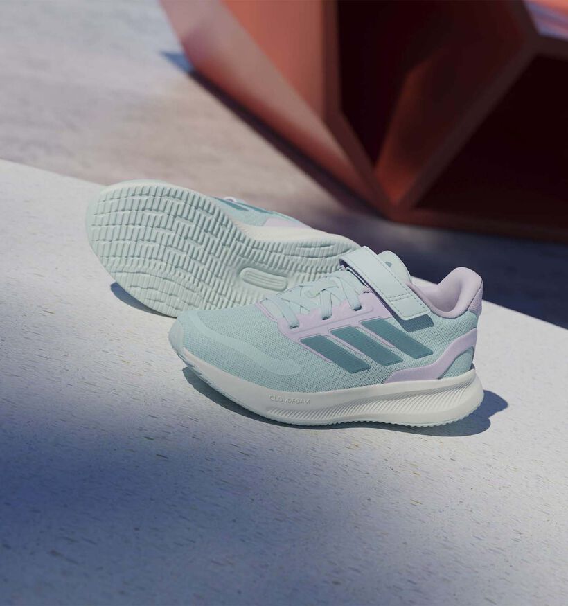 adidas Runfalcon 5 Baskets en Vert/Violet pour filles (372776) - pour semelles orthop&eacute;diques