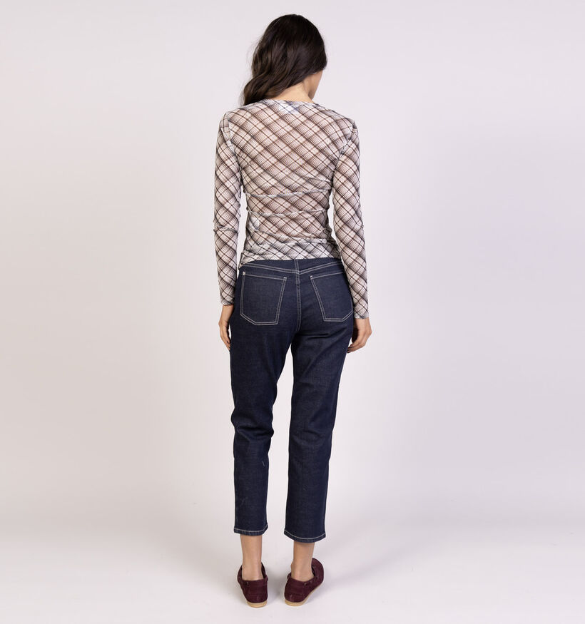 Vila Voletteis Tartan Beige T-shirt met Lange Mouwen voor dames (366149)