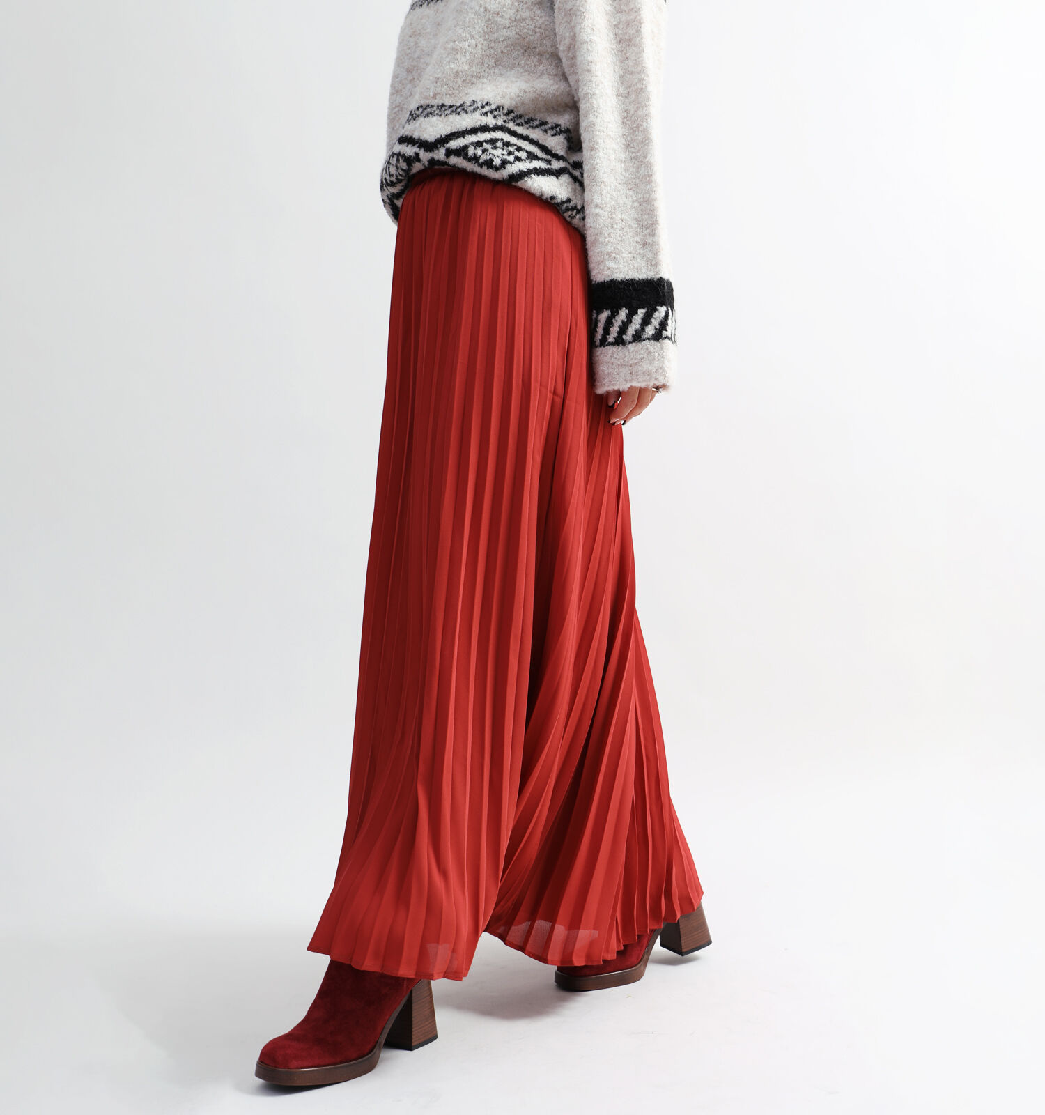 Rode plissé outlet rok