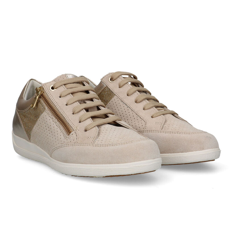 Geox Myria Taupe Sneakers voor dames (326656) - geschikt voor steunzolen