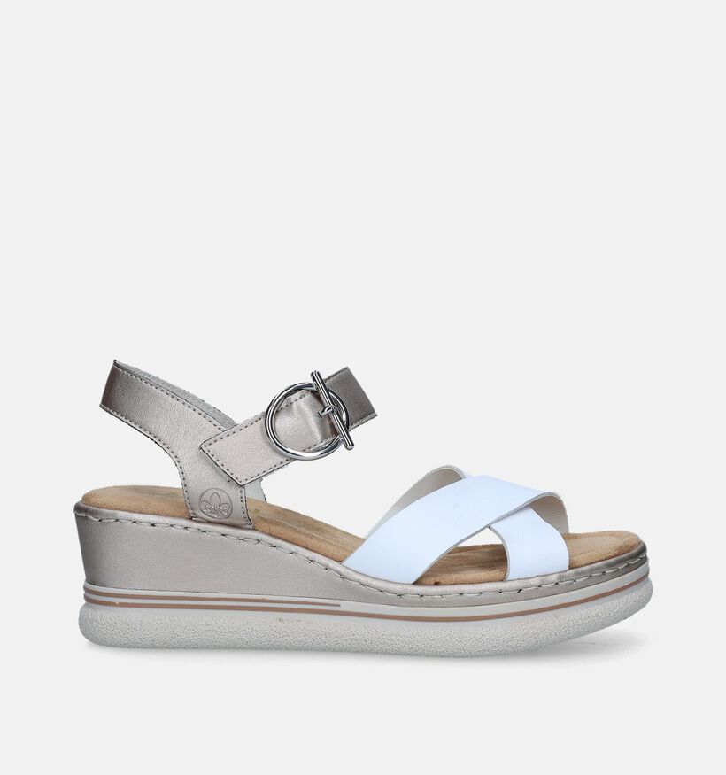 Rieker Witte Sandalen met sleehak voor dames (339090)