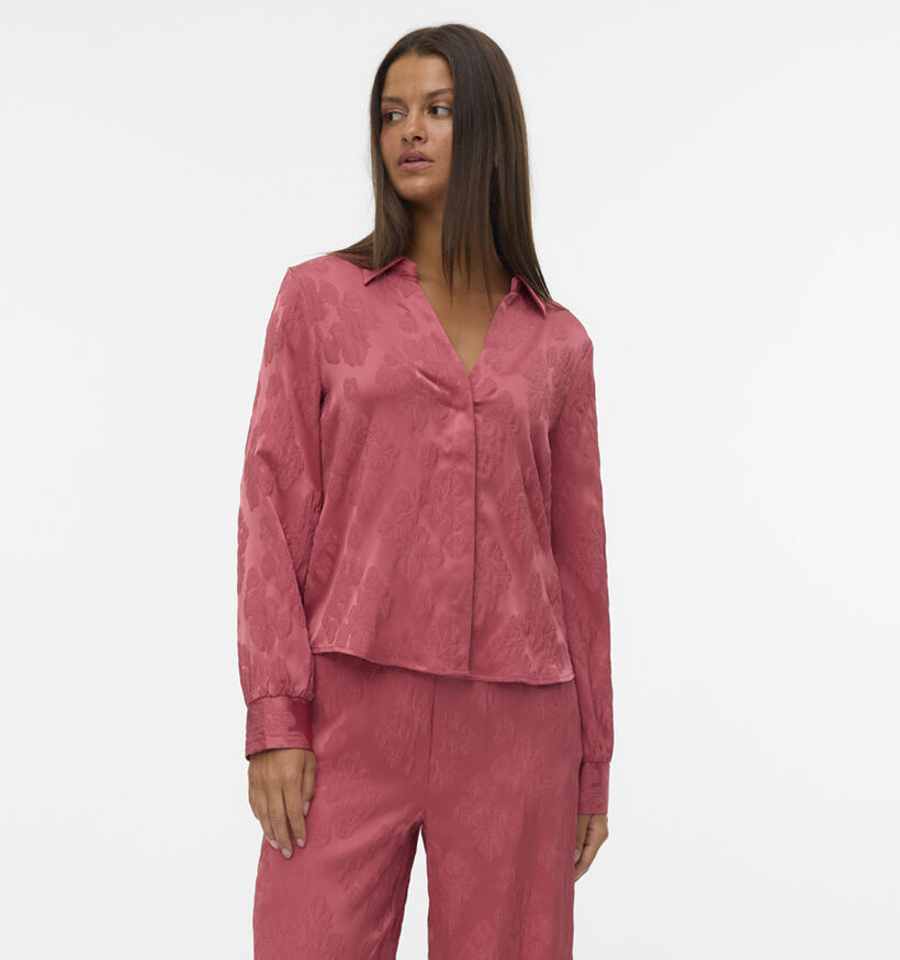 Vero Moda Tiara Jacquard Donkerroze Blouse voor dames (367222)