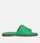 Tamaris Groene Platte slippers in leer (335495)