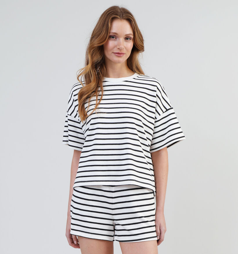Pieces Chilli T-shirt rayé en Blanc pour femmes (335618)