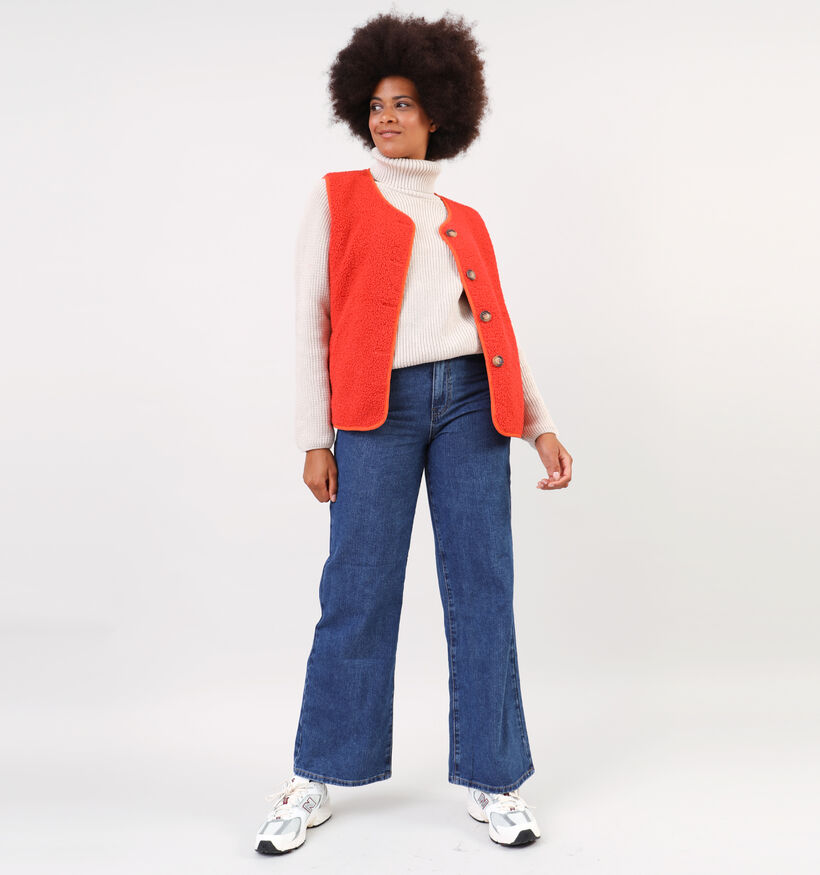 Dolce C. Veste duveteuse courte sans manches en Orange pour femmes (350617)