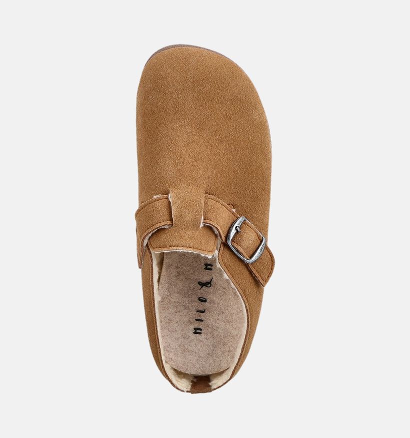 Milo & Mila Pantoufles en Cognac pour filles, gar&ccedil;ons (381138) - pour semelles orthop&eacute;diques