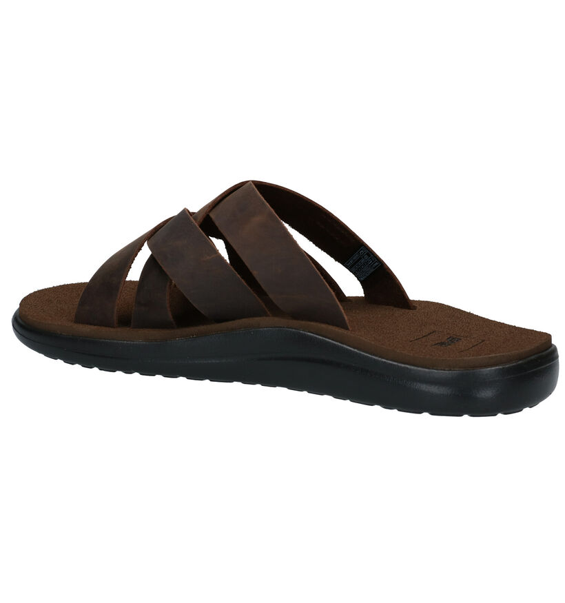 Teva Voya Bruine Slippers in leer (305618)