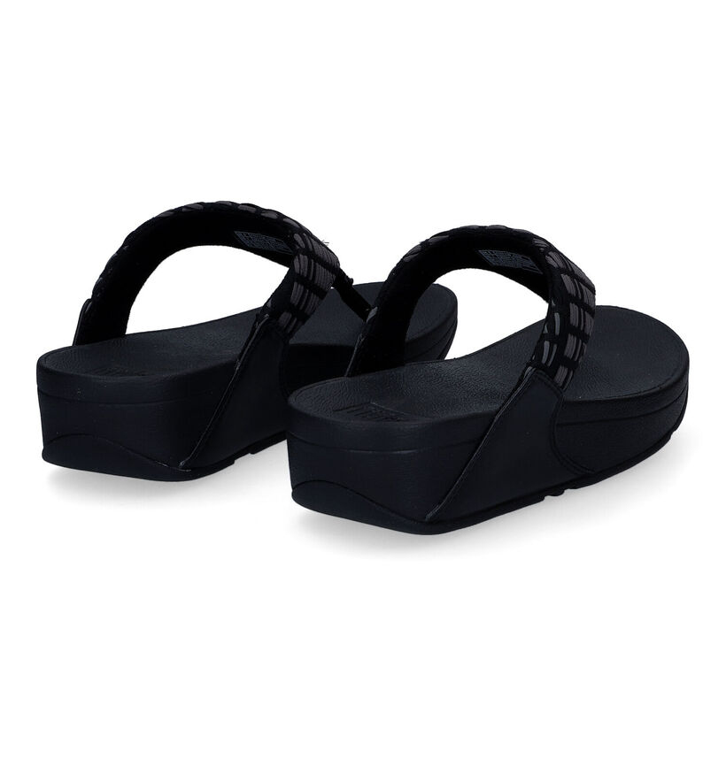 FitFlop Lulu Art Denim Tongs en Noir en textile (304862)
