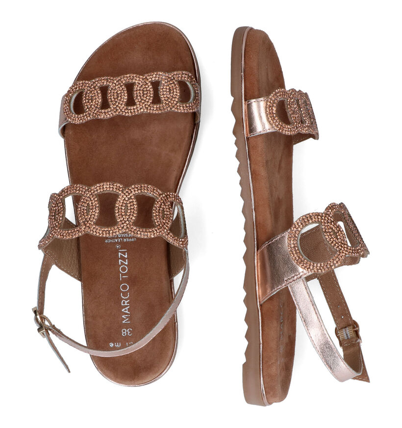 Marco Tozzi Sandales plates en Rose en cuir (307623)