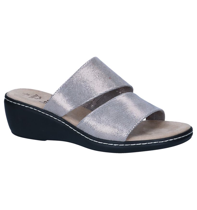 Zilveren Slippers Jana in leer (242479)