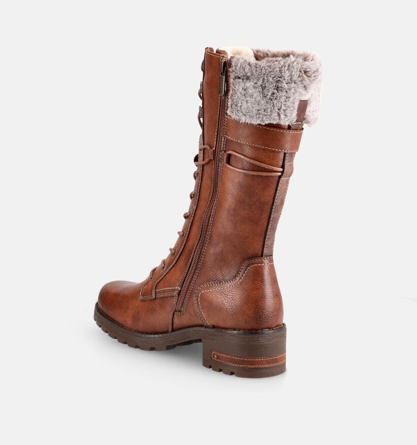 Mustang Tex Cognac Gevoerde Lange Veterlaarzen voor dames (378902)
