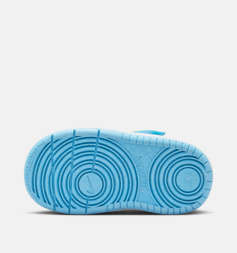 Nike Court Borough Low Baskets basses en Blanc/Bleu pour filles, gar&ccedil;ons (377301)