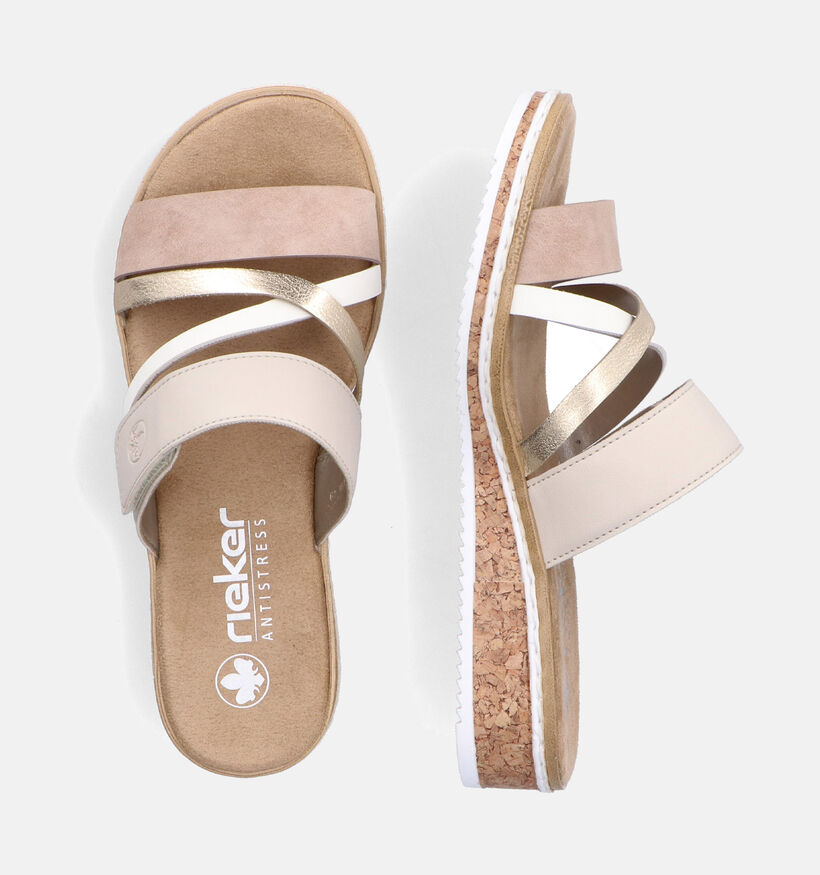 Rieker Beige Slippers met sleehak voor dames (354932)