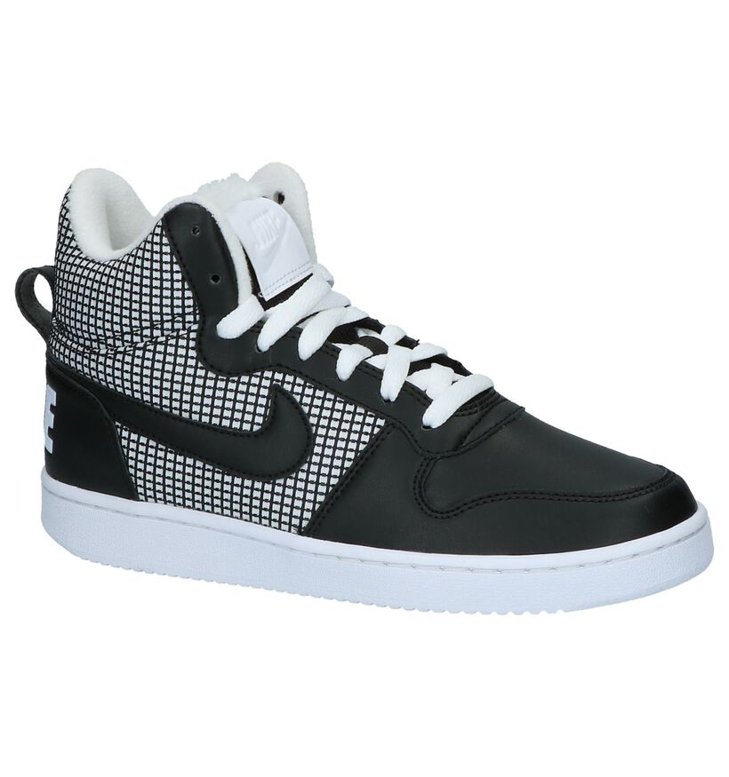 Hoge Sneakers Nike Court Borough Zwart met Wit in stof (205601)