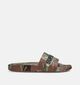 Superdry Camo Print Pool Slide Claquettes en Vert kaki/Marron pour hommes (369497)