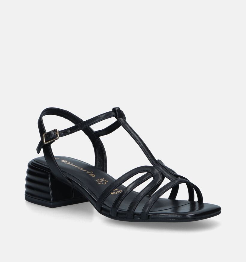 Tamaris Sandales avec talon carré en Noir pour femmes (338290)