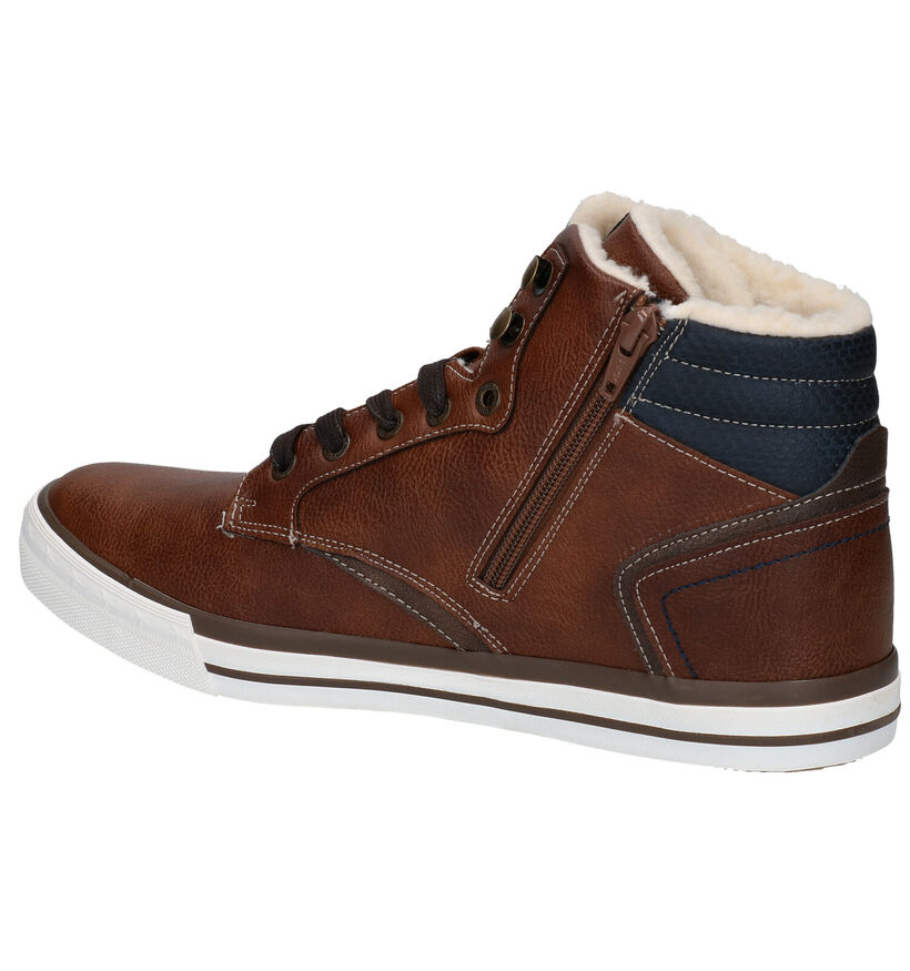 Mustang Cognac Hoge Schoenen in kunstleer (277295)