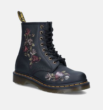 Dr. Martens 1460 Boots Black Ambassador/Decayed Roses Classic Tumbled Nappa/English Garden Print Backhand