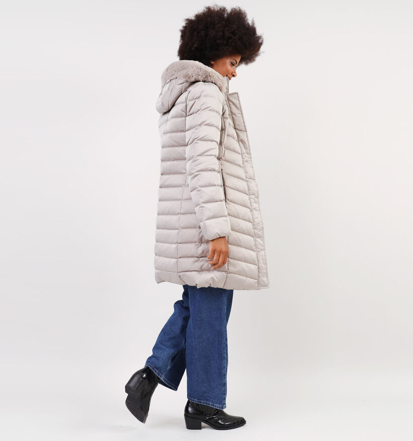 Geox Taupe Lange gewatteerde jas voor dames (347791)