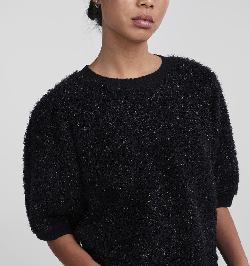 Pieces Fee Zwarte Trui met korte mouwen voor dames (349427)