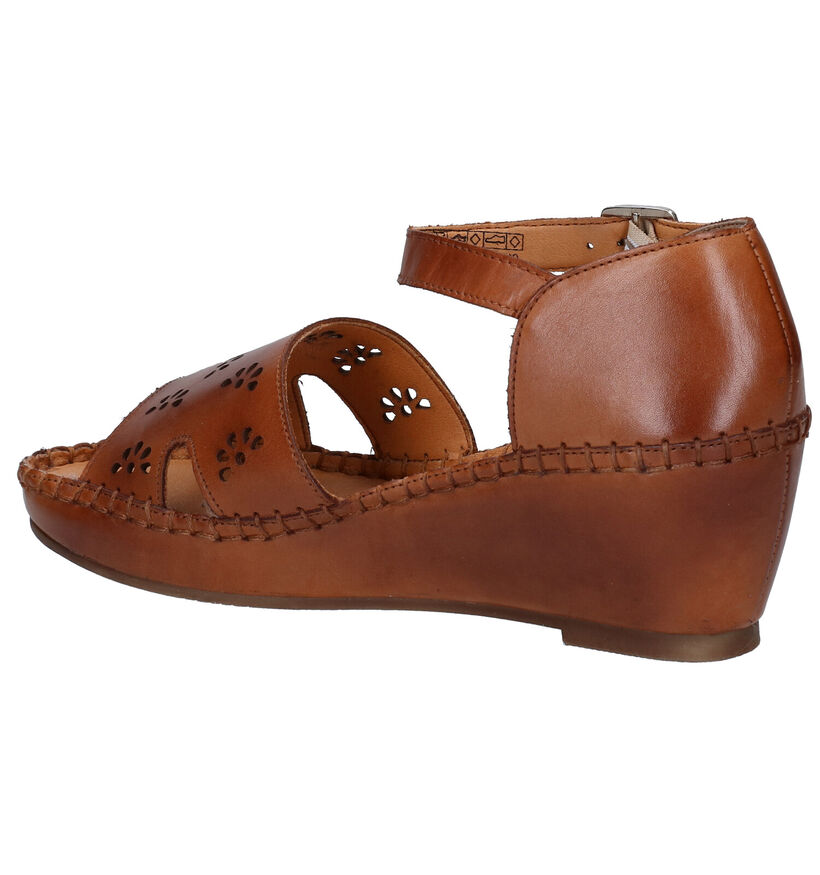 Hush Puppies Sandales compens&eacute;es en Cognac en cuir (296521)