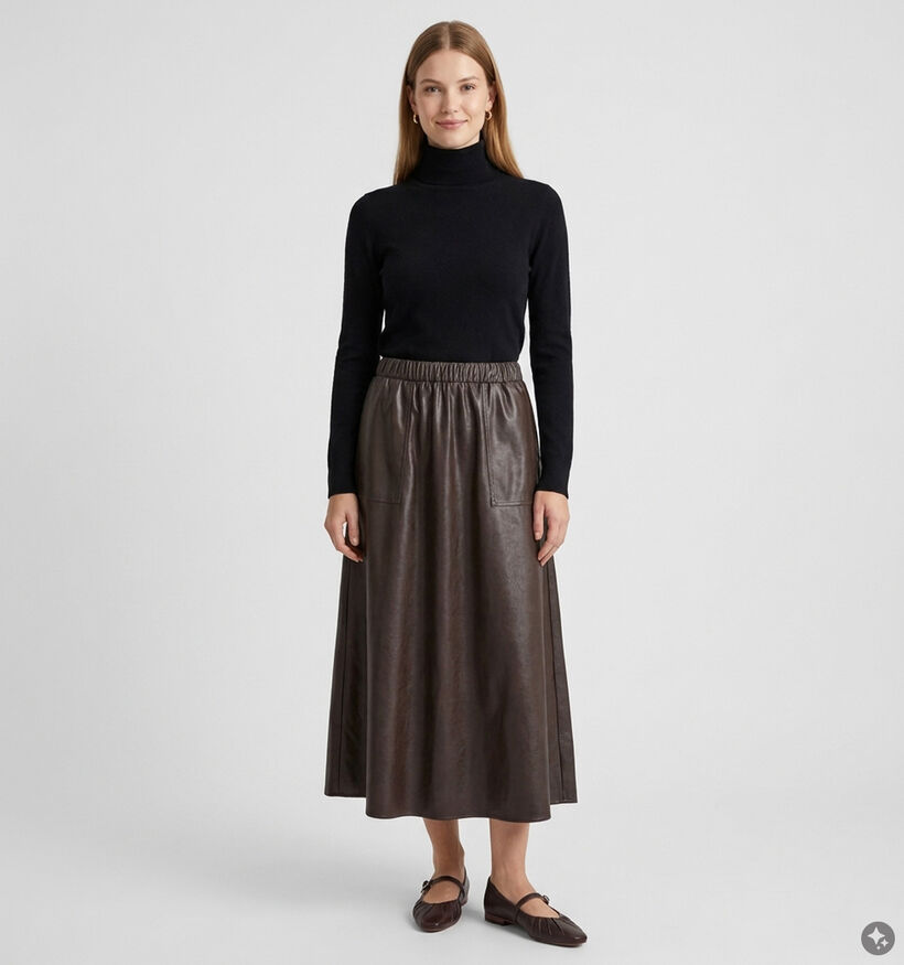 Desires Sheyla Donkerbruine Midi-Rok voor dames (379175)