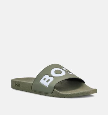 BOSS Slippers Bruin/Groen