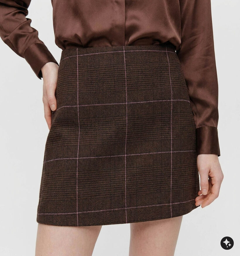 Pieces Amina Geruite Donkerbruine Mini-Rok voor dames (379323)