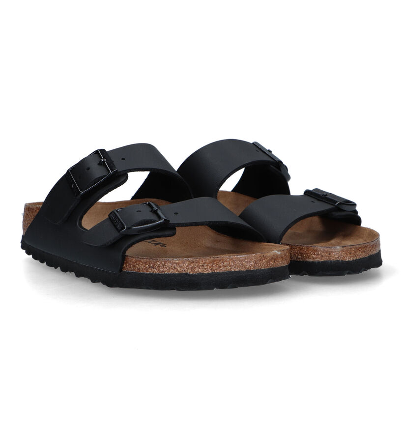 Birkenstock Arizona Birko Flor Zwarte Slippers voor jongens (338071)