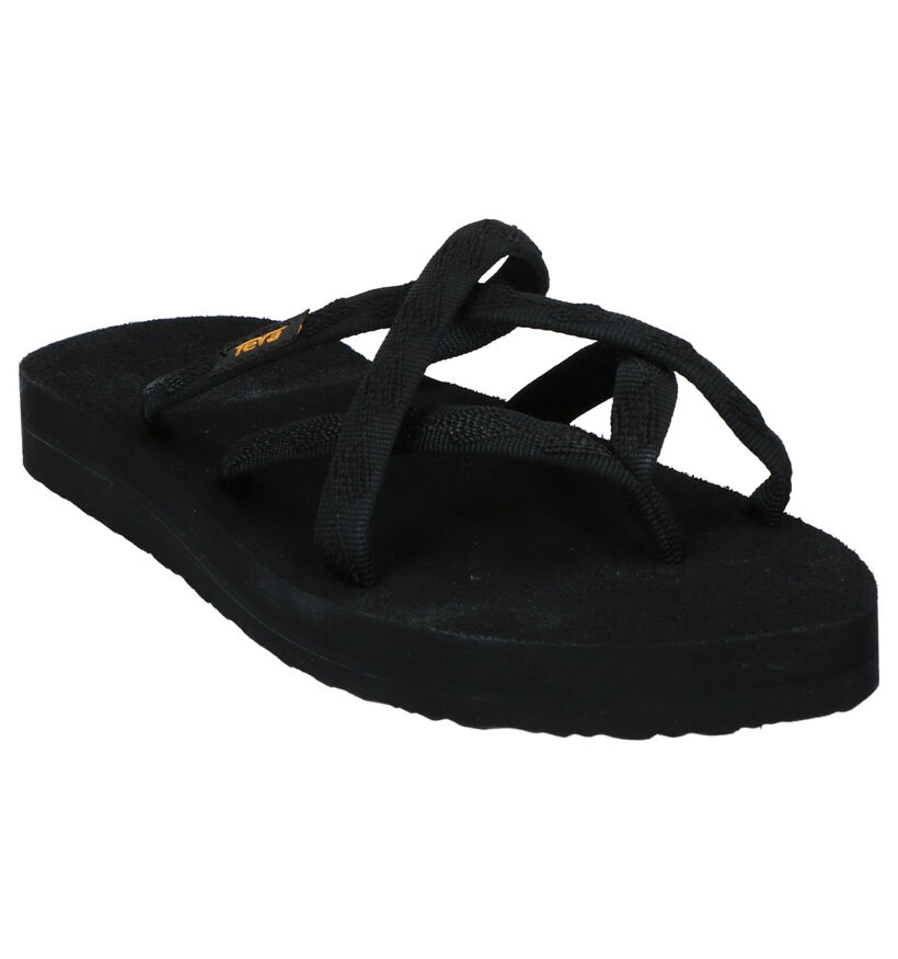 Teva Olowahu Zwarte Teenslippers in stof (270644)