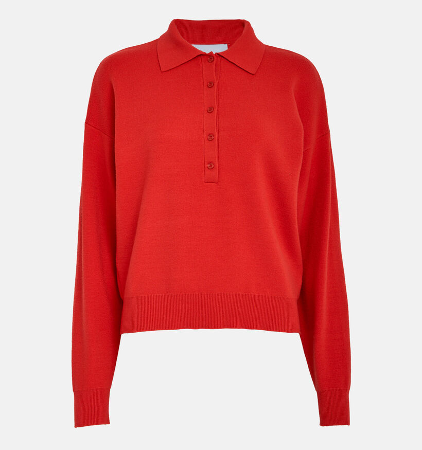 Minus Lupi Polo Knit Rode Polotrui voor dames (371821)