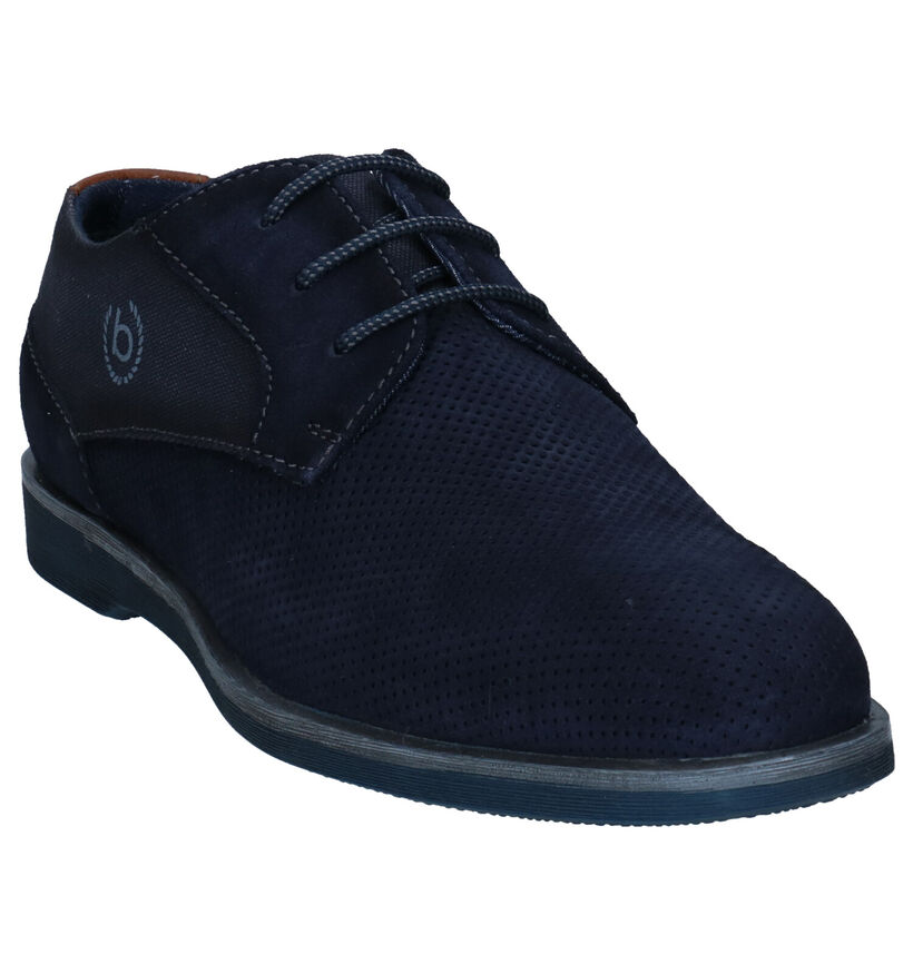 Bugatti Blauwe Geklede Veterschoenen in nubuck (293629)