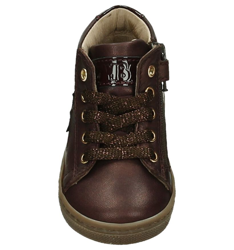 Bumba Bordeaux Hoge Schoenen met Rits en Veter, , pdp