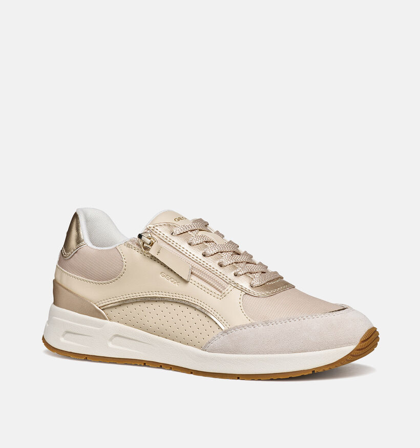 Geox Bulmya Goudkleurige Veterschoenen voor dames (368201) - geschikt voor steunzolen