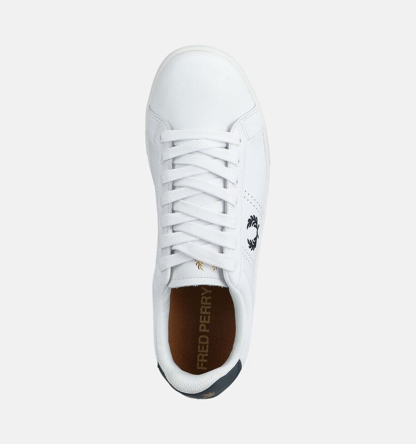 Fred Perry Witte/Blauwe Veterschoenen voor heren (365706) - geschikt voor steunzolen