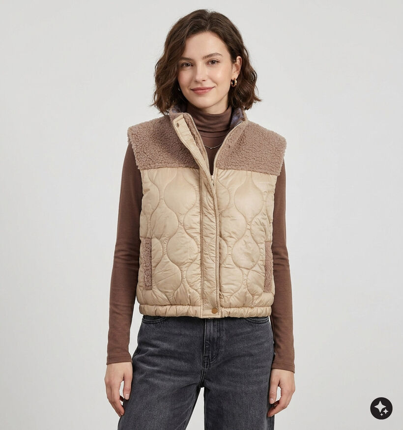 Laurent David Taupe Bodywarmer voor dames (382013)