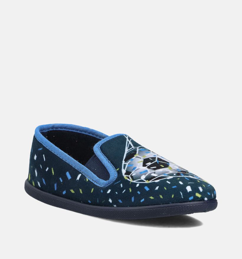 Milo & Mila Soccer Pantoufles en Bleu foncé pour filles, garçons (364934) - pour semelles orthopédiques