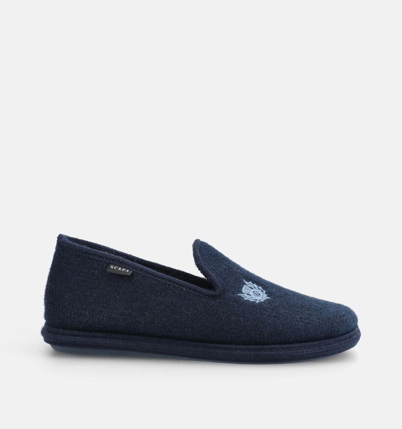 Scapa Pantoufles ferm&eacute;es en Bleu fonc&eacute; pour hommes (381020) - pour semelles orthop&eacute;diques